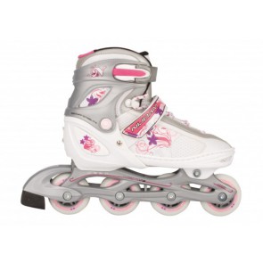 Nijdam Skates Semi-Soft wit/zilvergrijs/paars 