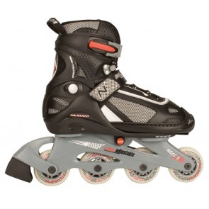 Nijdam Skates Semi-Soft zwart / metallicgrijs / rood