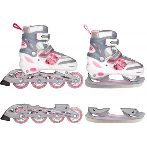 Eagle Skate met Schaats combo wit zilver roze